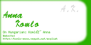 anna komlo business card